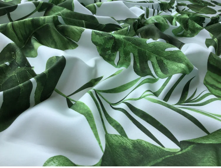 Бренды Шифоновых тканей с принтом в виде банановых листьев, эластичного атласа и полиэстера, весенне-летних тканей для одежды на метр 3