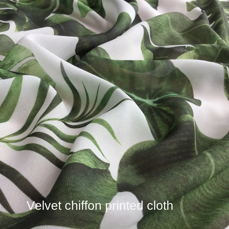 Бренды Шифоновых тканей с принтом в виде банановых листьев, эластичного атласа и полиэстера, весенне-летних тканей для одежды на метр 5
