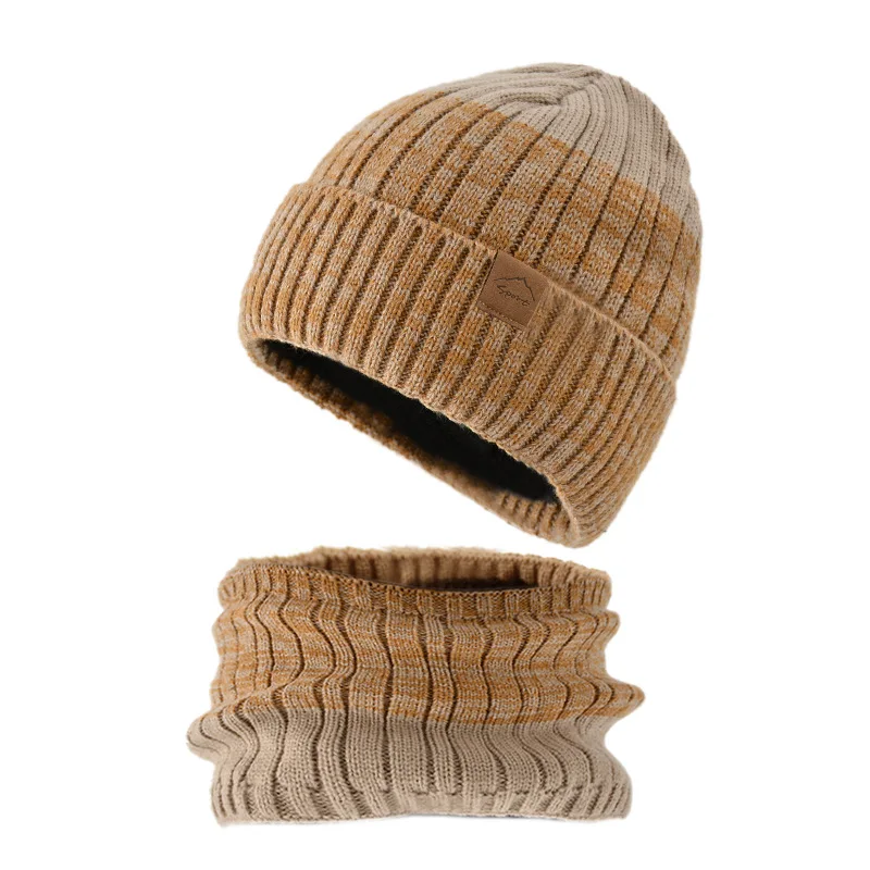 Зимняя шапка для женщин, мужчин, разноцветных модных универсальных вязаных теплых толстых шарфов, кепок для дам, джентльменских шапочек-бини, унисекс-шапок 5