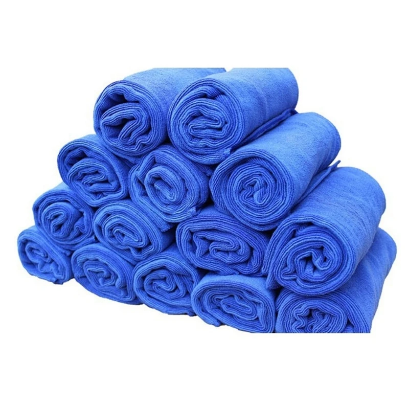 Салфетка для чистки из микрофибры, синяя, 20шт (12x12 дюймов) Высокоэффективные впитывающие полотенца для мойки и полировки автомобилей 4