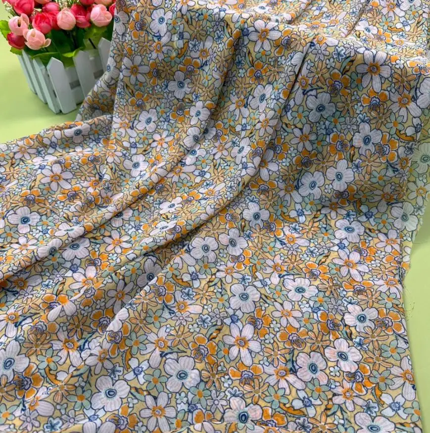 Летняя шифоновая ткань с мелким цветочным рисунком и легкой драпировкой для модной ткани для платья 3