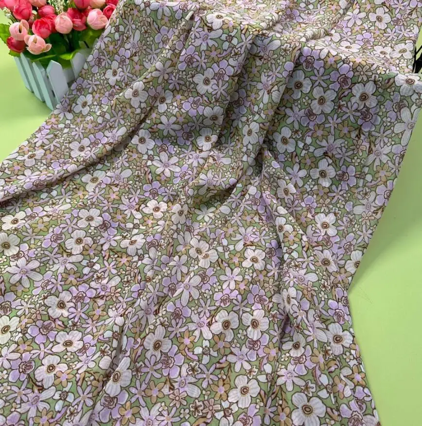Летняя шифоновая ткань с мелким цветочным рисунком и легкой драпировкой для модной ткани для платья 5