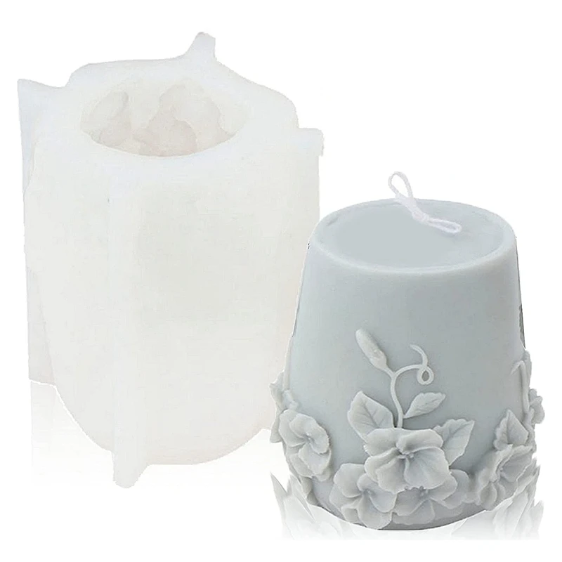 Силиконовые формы для цилиндрических свечей, 3D цветы из ротанга, силиконовая форма для свечей для ароматерапии 5