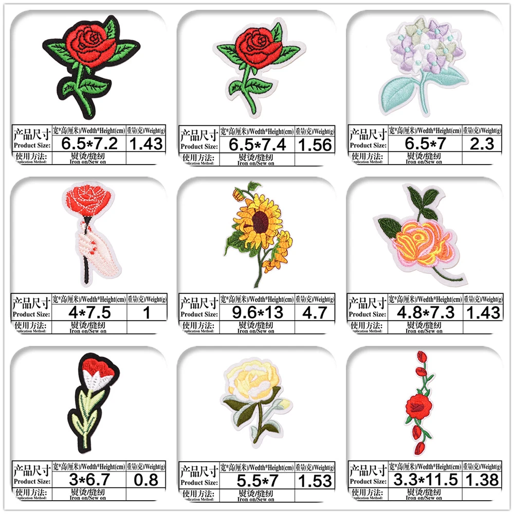 Красочные наклейки с вышивкой в виде цветка розы Аппликация для женского грунтового покрытия Сшитая и выглаженная Ткань для одежды своими руками 1ШТ 1