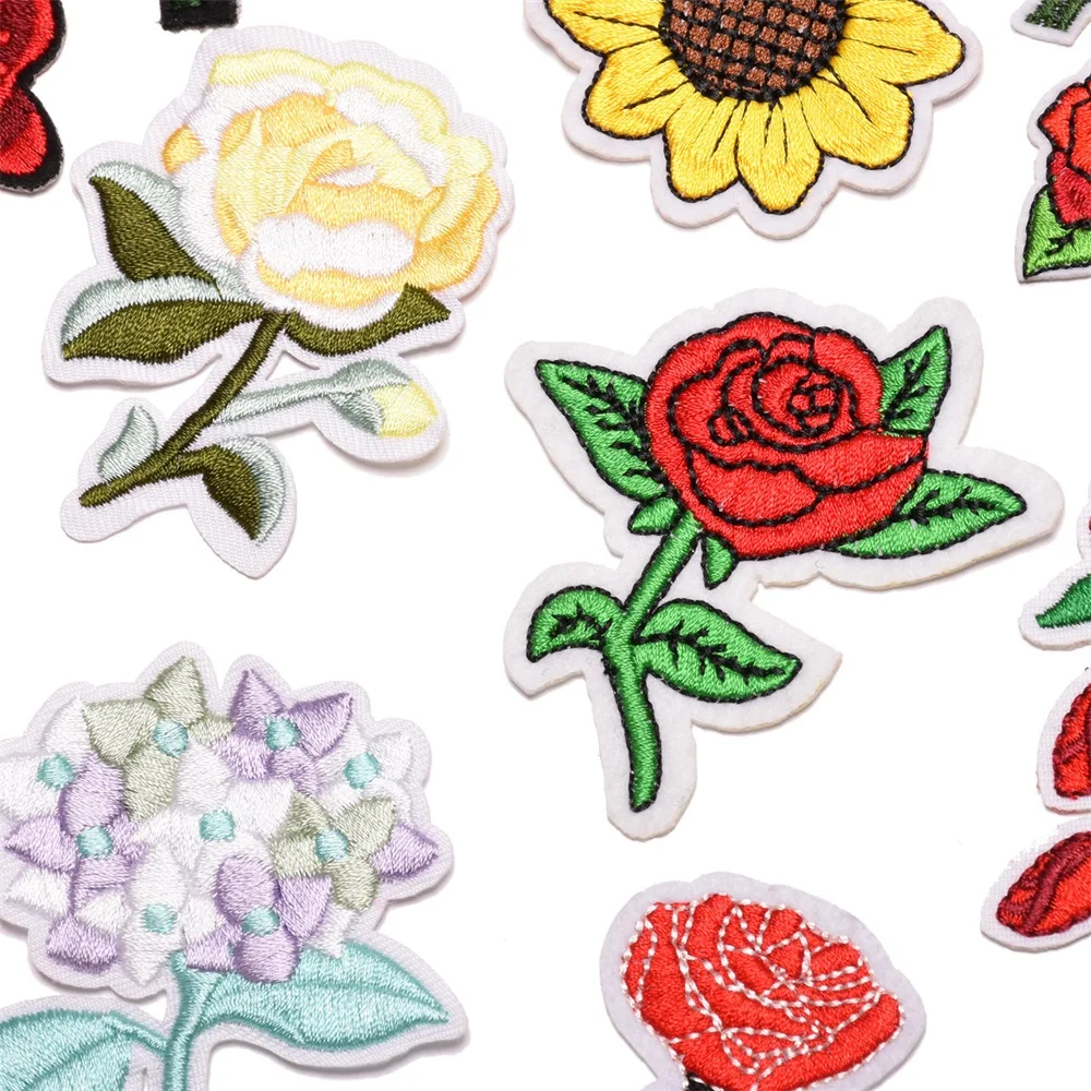 Красочные наклейки с вышивкой в виде цветка розы Аппликация для женского грунтового покрытия Сшитая и выглаженная Ткань для одежды своими руками 1ШТ 3