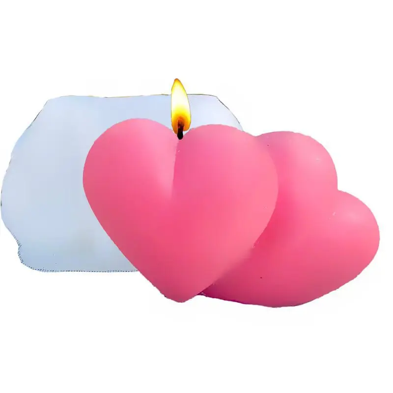 3D Силиконовая форма для свечей Double Love, 3D Форма для ароматерапии в виде сердца, гипс, Эпоксидная смола, форма для выпечки, подарки на День Святого Валентина, украшение для вечеринки 1