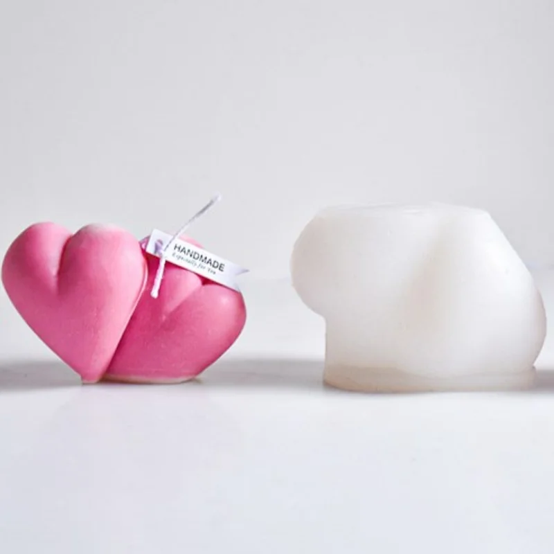 3D Силиконовая форма для свечей Double Love, 3D Форма для ароматерапии в виде сердца, гипс, Эпоксидная смола, форма для выпечки, подарки на День Святого Валентина, украшение для вечеринки 5