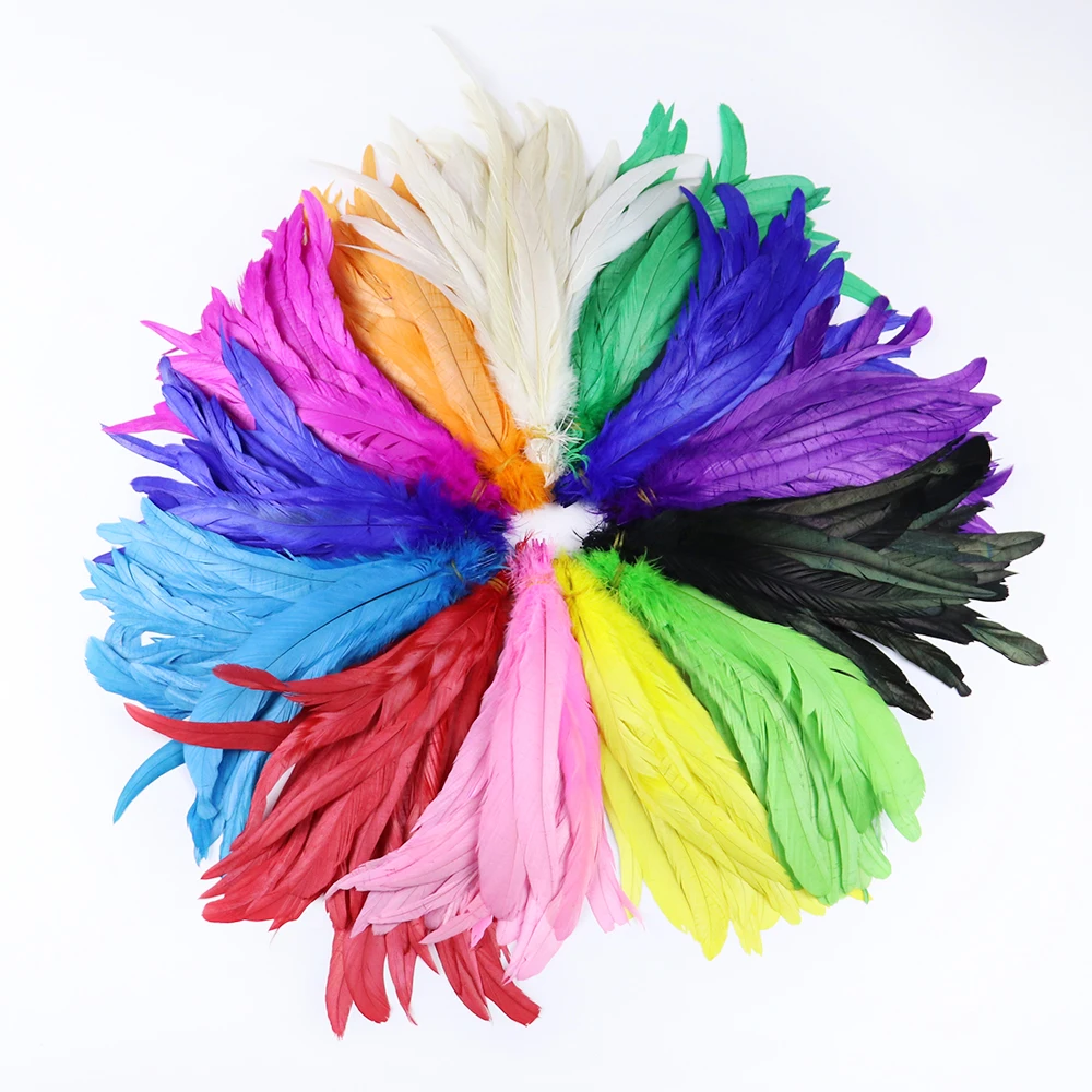 50шт Цветное перо из петушиного хвоста 25-40 см Натуральное перо фазана для карнавальной одежды, головных уборов, декоративных перьев 1