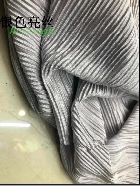 Ткань-стример для ухода за кожей чистого цвета, трехмерная плиссированная атласная ткань в жемчужную полоску, ткань для брюк для платья 3