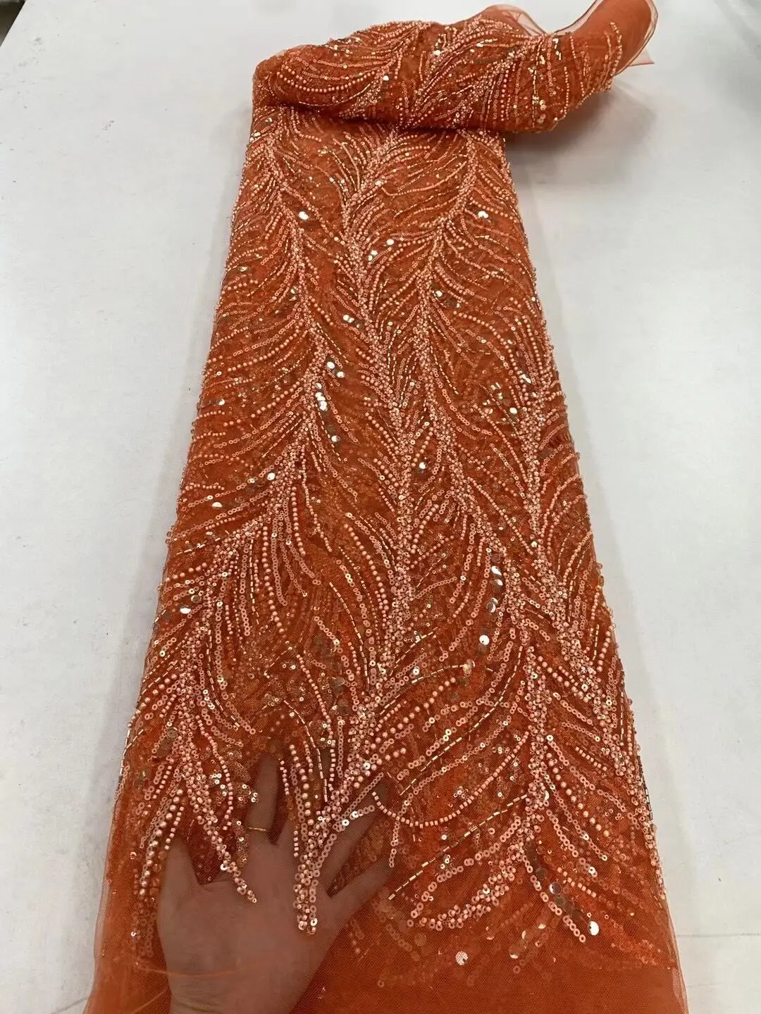 Нигерийское Французское сетчатое Кружево David-1302.3314 Вышитая Шнуровая Кружевная Ткань с полным бисером для свадебного платья 4