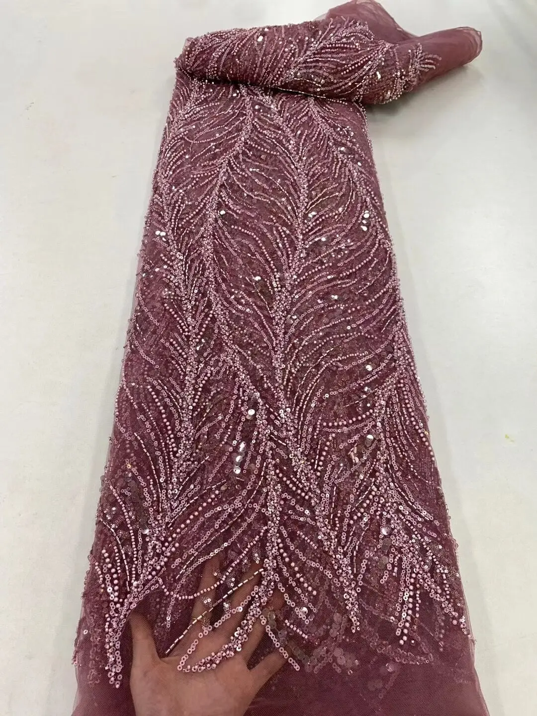 Нигерийское Французское сетчатое Кружево David-1302.3314 Вышитая Шнуровая Кружевная Ткань с полным бисером для свадебного платья 5
