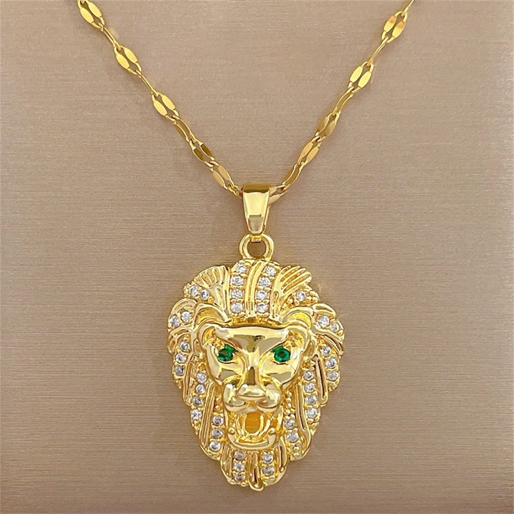 Хип-хоп хрустальное ожерелье с львиной головой из нержавеющей стали, индивидуальное ювелирное украшение с животными, цепочка-чокер, модные ожерелья для женщин 4
