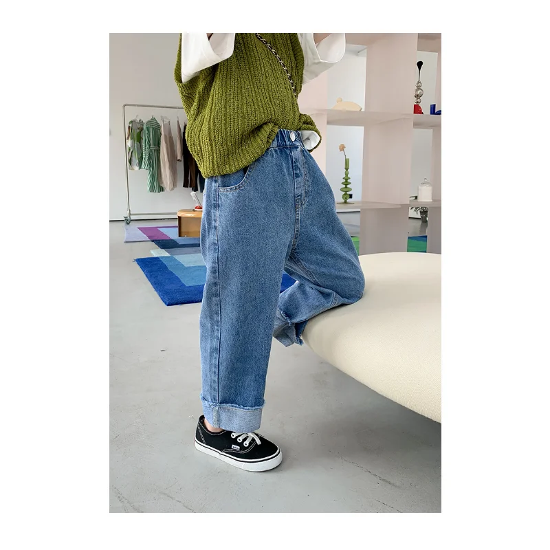 Детские брюки 2023 Летние Новые Модные хлопчатобумажные льняные брюки для мальчиков и девочек, легкие Тонкие дышащие Свободные повседневные джинсовые брюки для детей 4