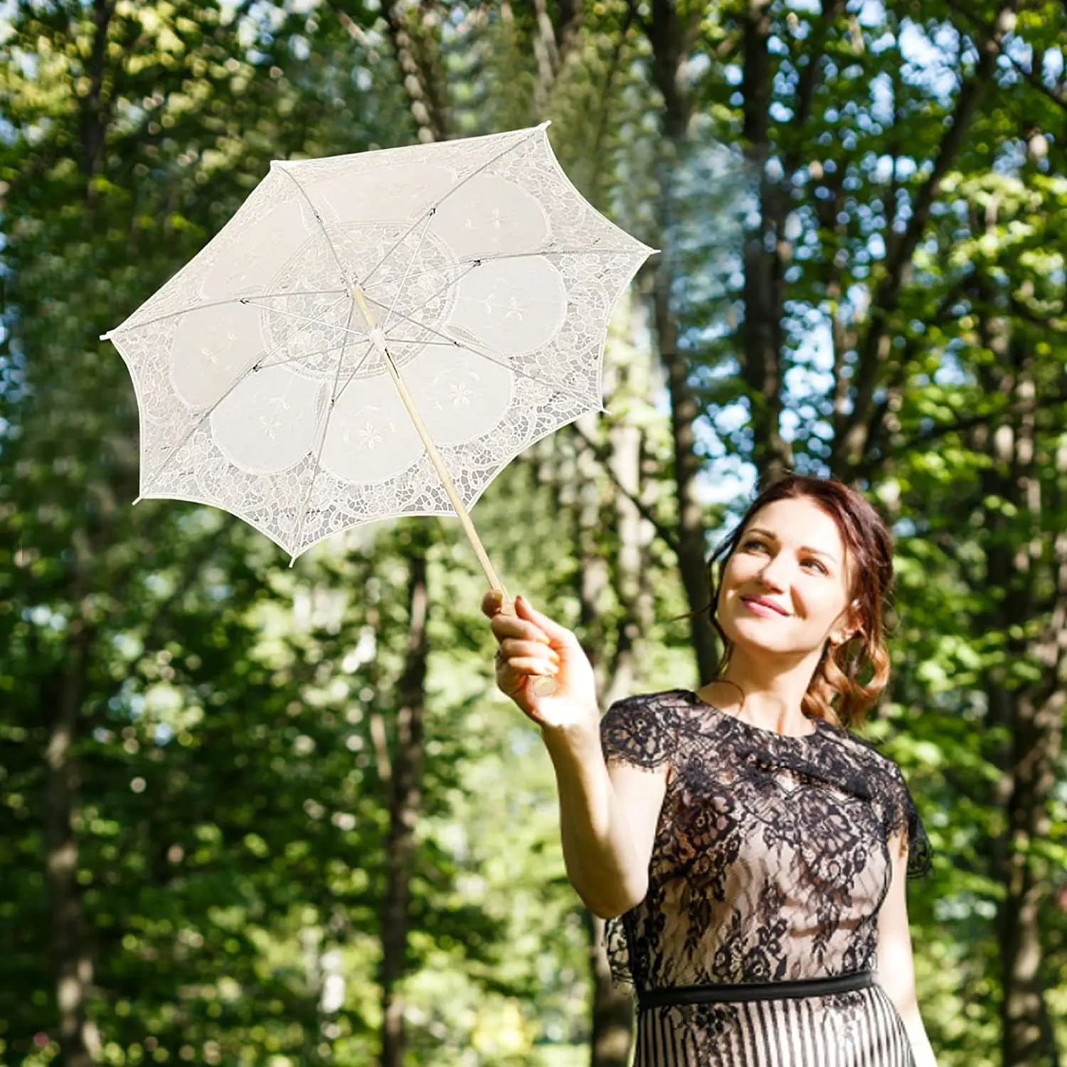 Свадебный зонтик для невесты, хлопковый кружевной зонтик, Цветочный зонтик ручной работы для украшения, Фото Чаепитие 1