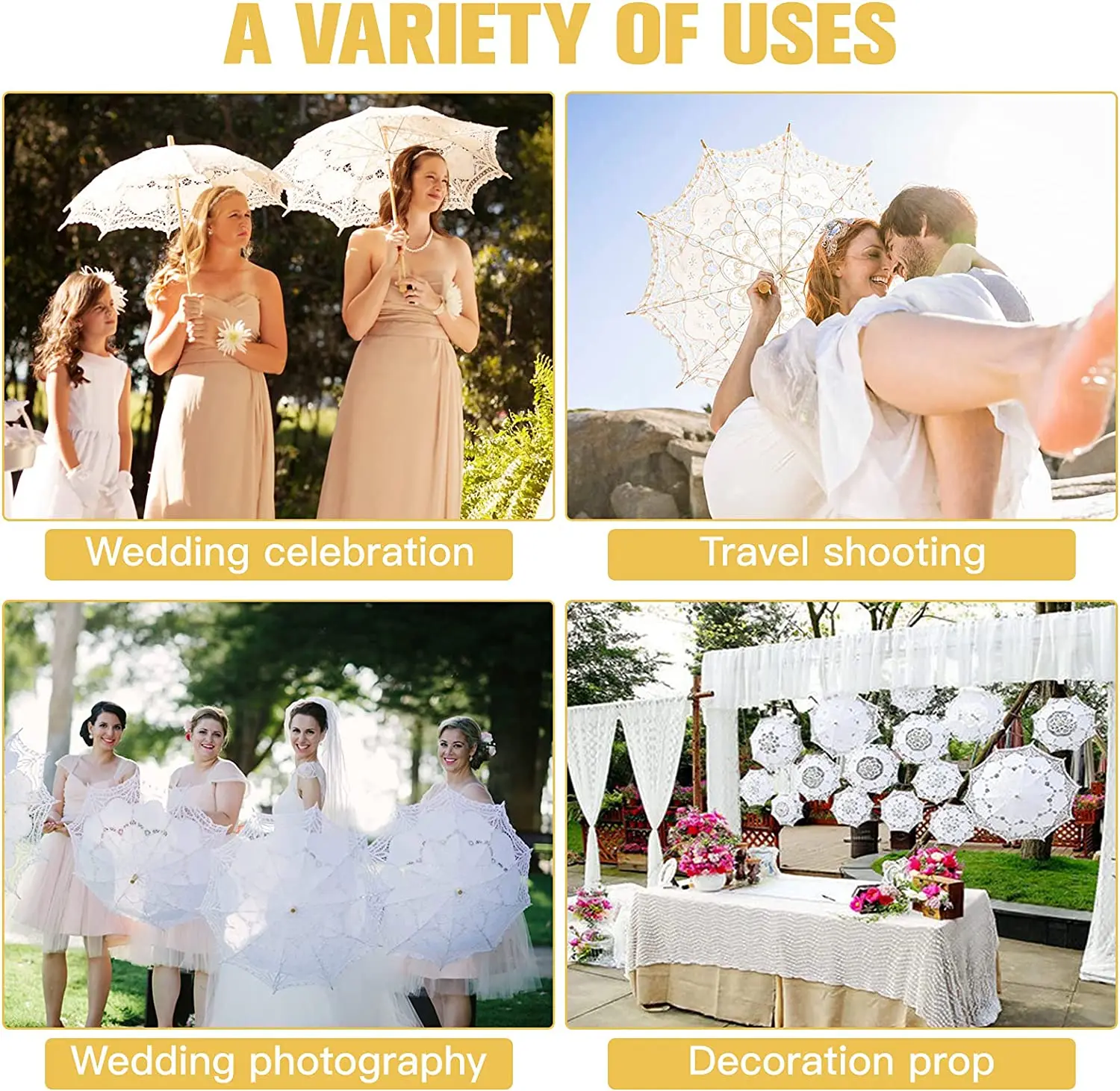 Свадебный зонтик для невесты, хлопковый кружевной зонтик, Цветочный зонтик ручной работы для украшения, Фото Чаепитие 3