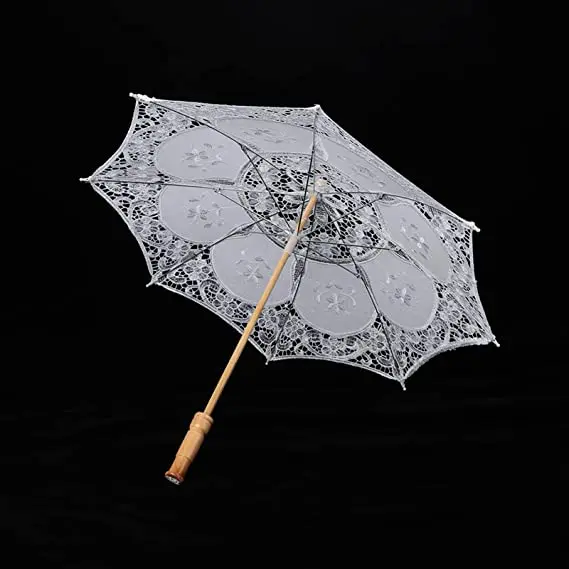 Свадебный зонтик для невесты, хлопковый кружевной зонтик, Цветочный зонтик ручной работы для украшения, Фото Чаепитие 5