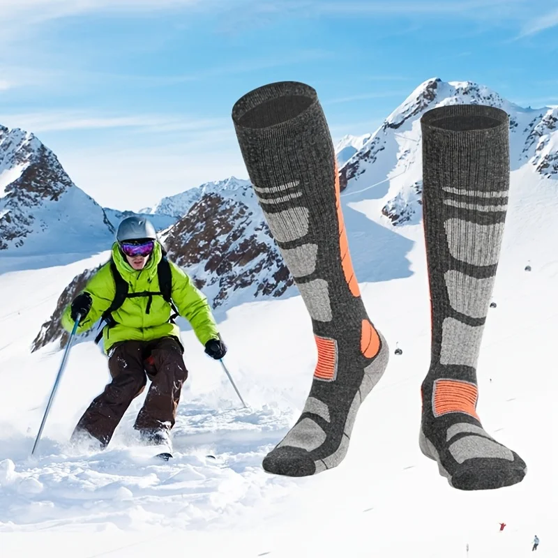 1 пара теплых носков, подходящих для катания на лыжах, пеших прогулок, сноуборде и альпинизма, обеспечивающих тепло и комфорт! 1