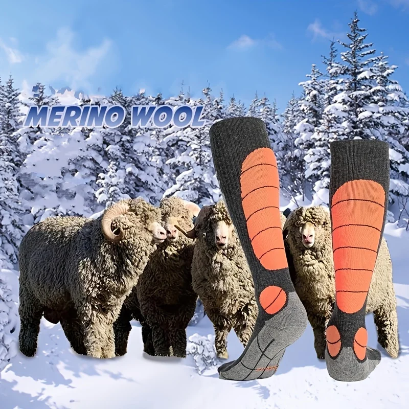 1 пара теплых носков, подходящих для катания на лыжах, пеших прогулок, сноуборде и альпинизма, обеспечивающих тепло и комфорт! 2