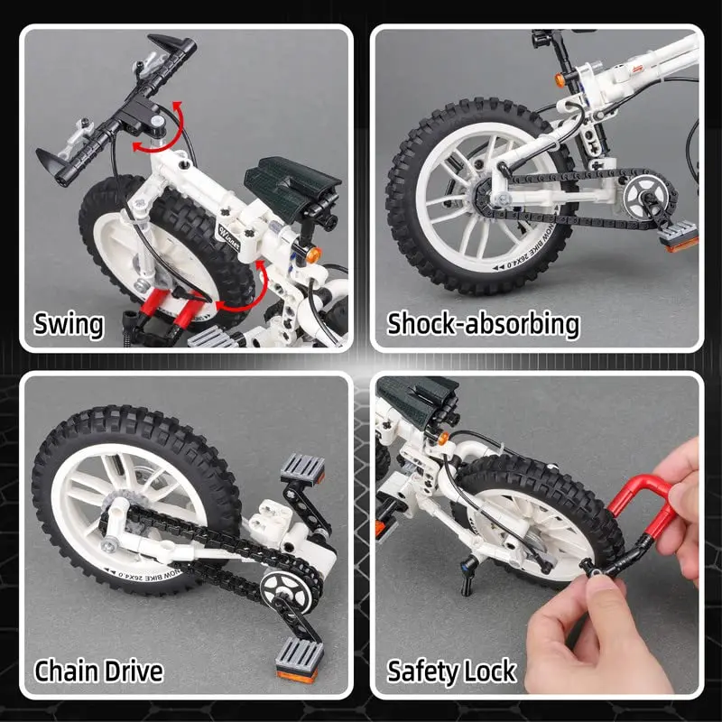 STEM City Racing Motorbike Транспортные средства, совместимые с игрушками, 42130 строительных наборов, строительные блоки, комплекты мотоциклов, наборы модельных кирпичей 4