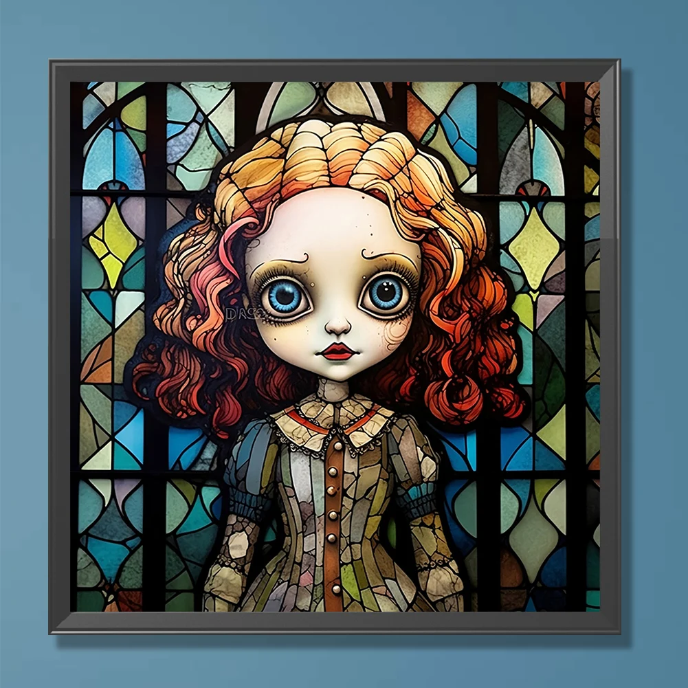 5D DIY Алмазная картина с круглой дрелью, страшные куклы на Хэллоуин, витражное искусство 1