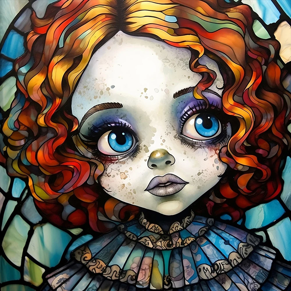 5D DIY Алмазная картина с круглой дрелью, страшные куклы на Хэллоуин, витражное искусство 3