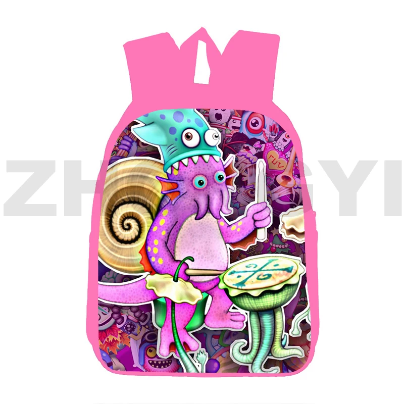 Кавайные Розовые Школьные сумки My Singing Monsters для Девочек с 3D Принтом Аниме, Рюкзаки для Студентов-подростков, Модная Женская Сумка Для Ноутбука 0