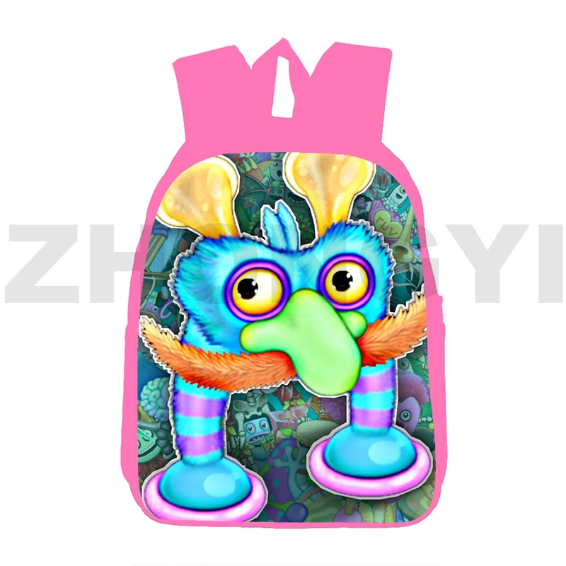 Кавайные Розовые Школьные сумки My Singing Monsters для Девочек с 3D Принтом Аниме, Рюкзаки для Студентов-подростков, Модная Женская Сумка Для Ноутбука 1