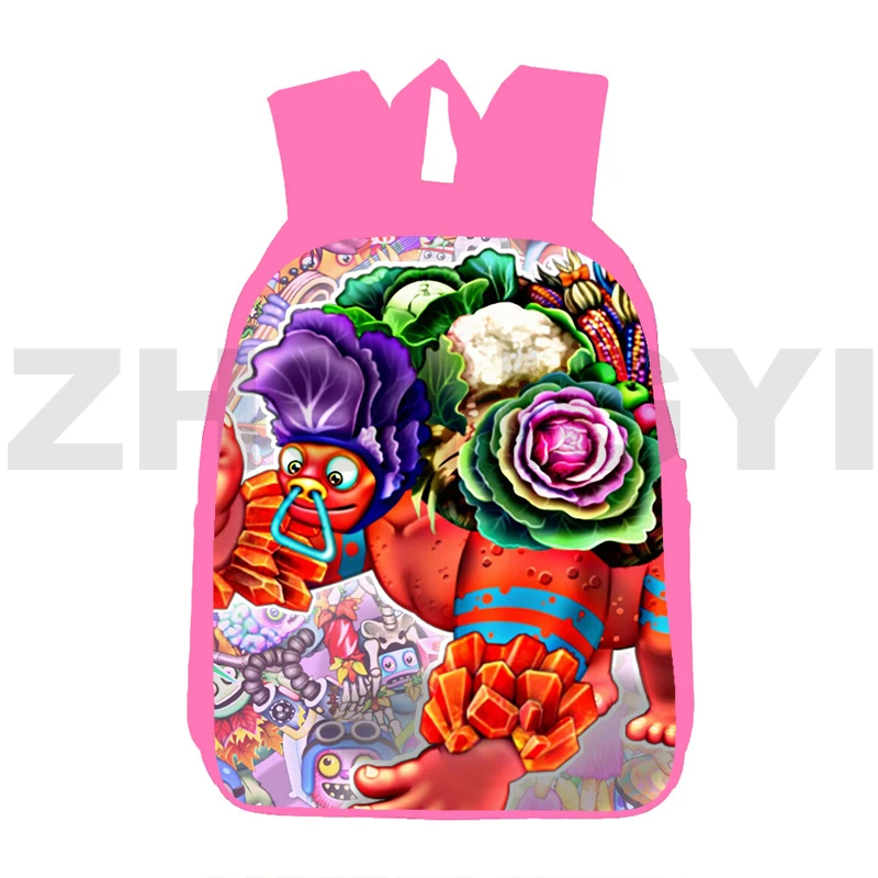Кавайные Розовые Школьные сумки My Singing Monsters для Девочек с 3D Принтом Аниме, Рюкзаки для Студентов-подростков, Модная Женская Сумка Для Ноутбука 4