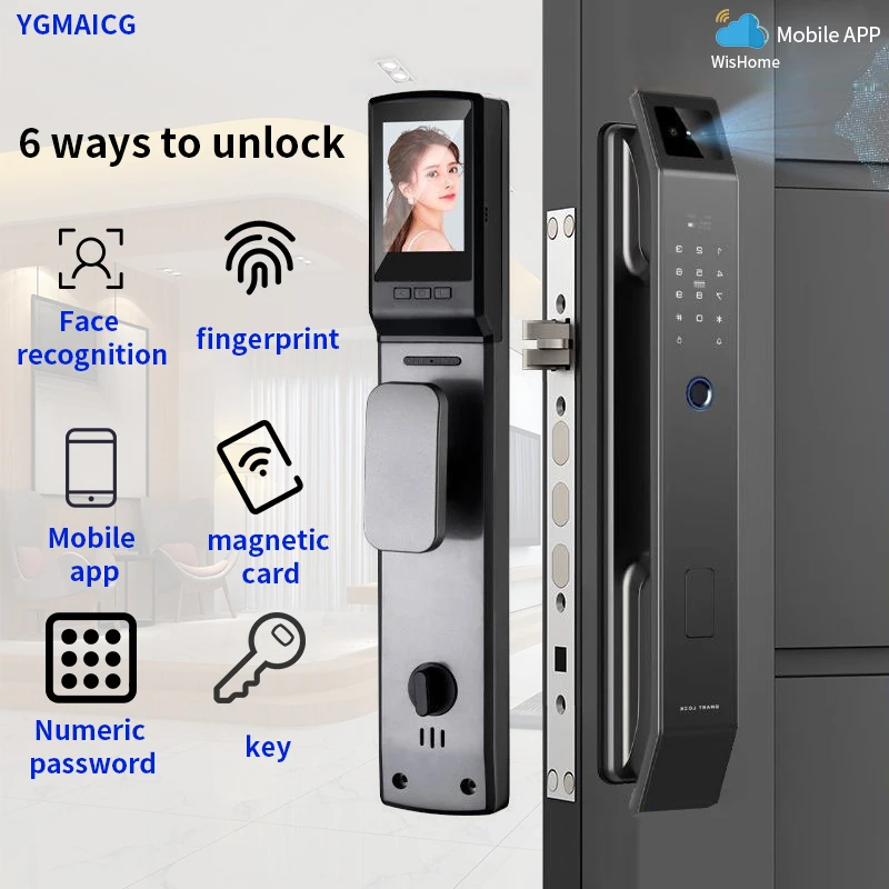3D распознавание лиц умный дверной замок приложение для мобильного телефона камера безопасности умный пароль по отпечатку пальца разблокировка биометрическим электронным ключом 0