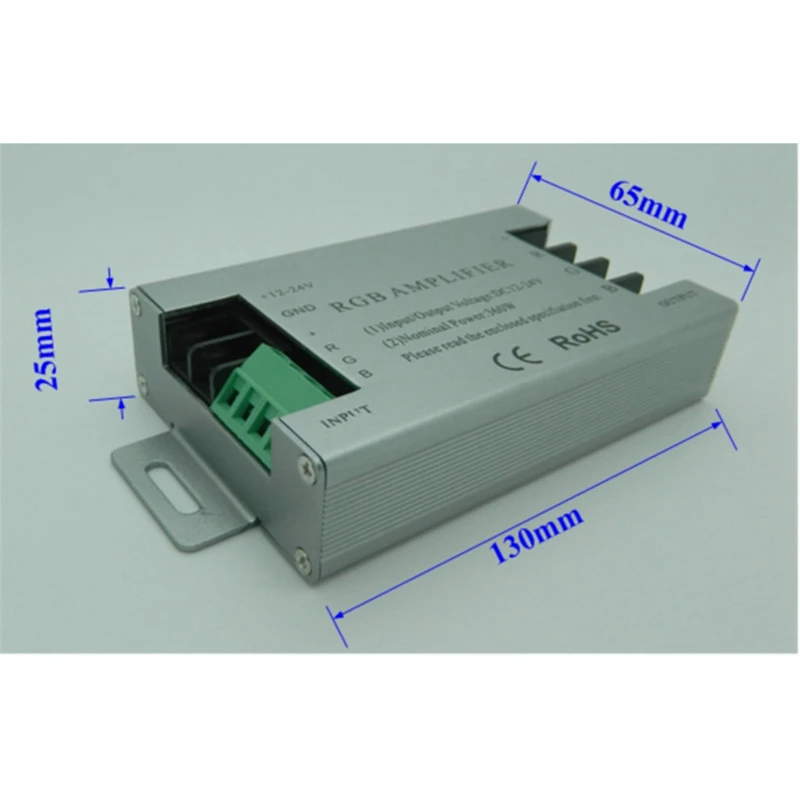 5X Контроллер усилителя RGB LED мощностью 360 Вт DC12V-24V 30A с алюминиевым корпусом для светодиодной ленты RGB 5050 3528 SMD 3