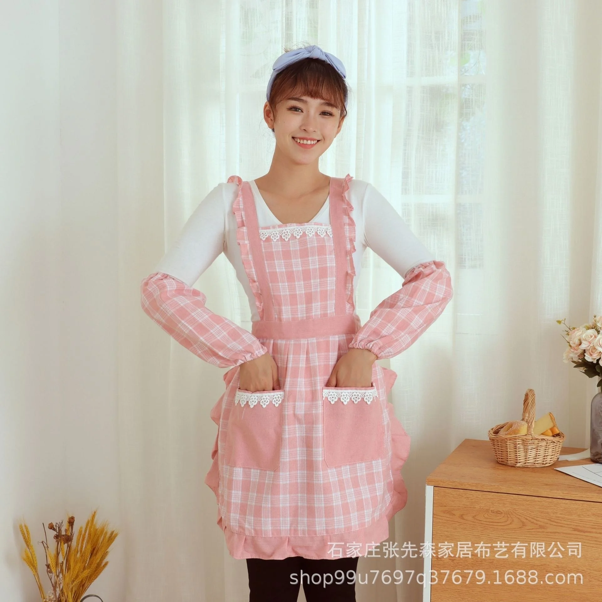 Тканевый фартук для домашней кухни 2021 Новая Корейская мода, Домашний рабочий фартук, Дышащий фартук, юбка для приготовления пищи 1