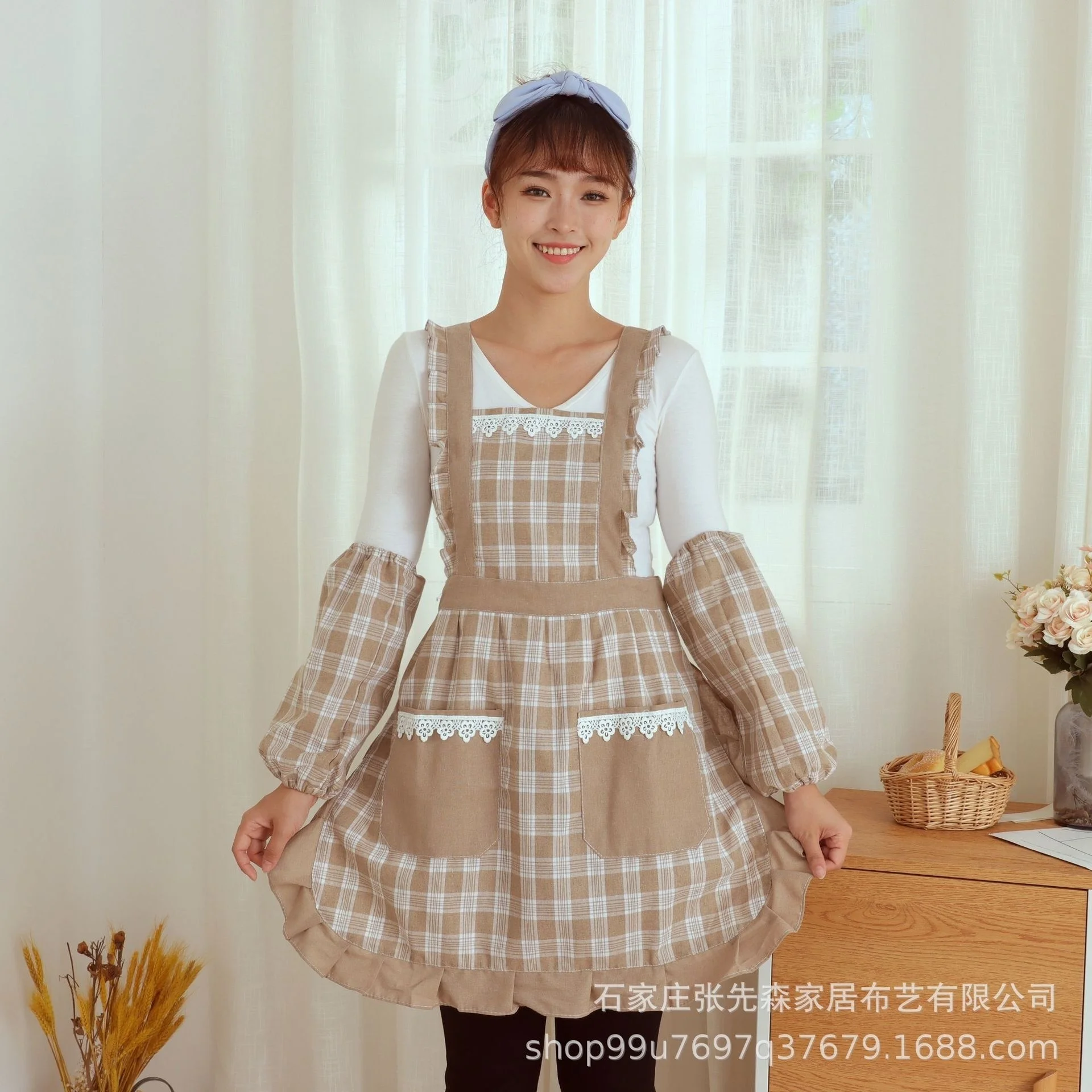Тканевый фартук для домашней кухни 2021 Новая Корейская мода, Домашний рабочий фартук, Дышащий фартук, юбка для приготовления пищи 2