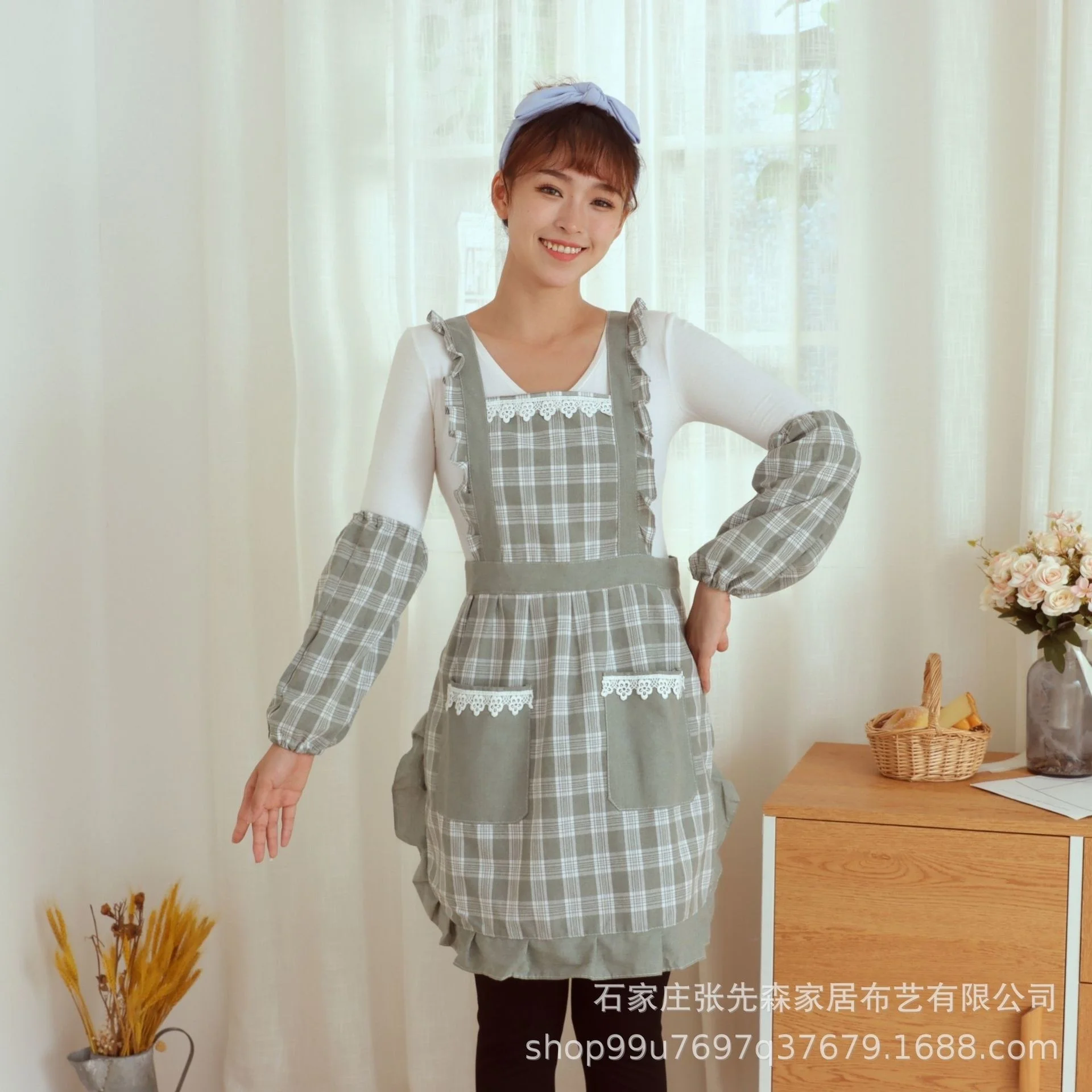 Тканевый фартук для домашней кухни 2021 Новая Корейская мода, Домашний рабочий фартук, Дышащий фартук, юбка для приготовления пищи 3
