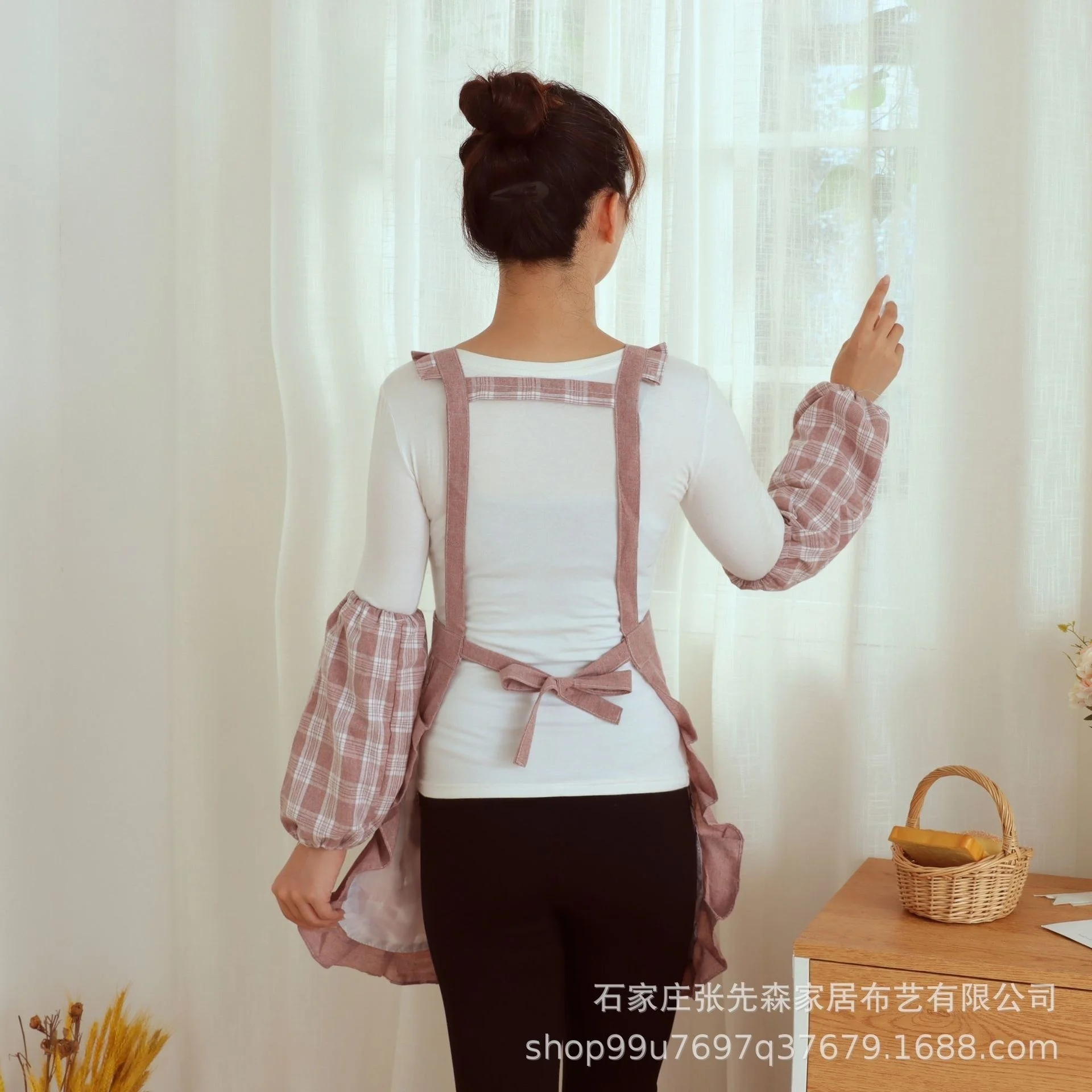 Тканевый фартук для домашней кухни 2021 Новая Корейская мода, Домашний рабочий фартук, Дышащий фартук, юбка для приготовления пищи 4