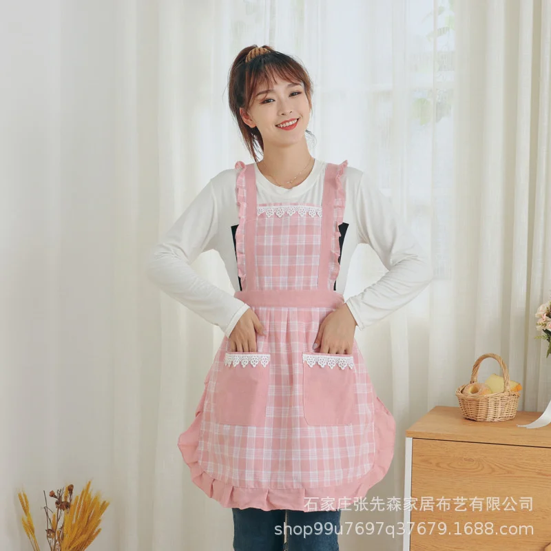 Тканевый фартук для домашней кухни 2021 Новая Корейская мода, Домашний рабочий фартук, Дышащий фартук, юбка для приготовления пищи 5