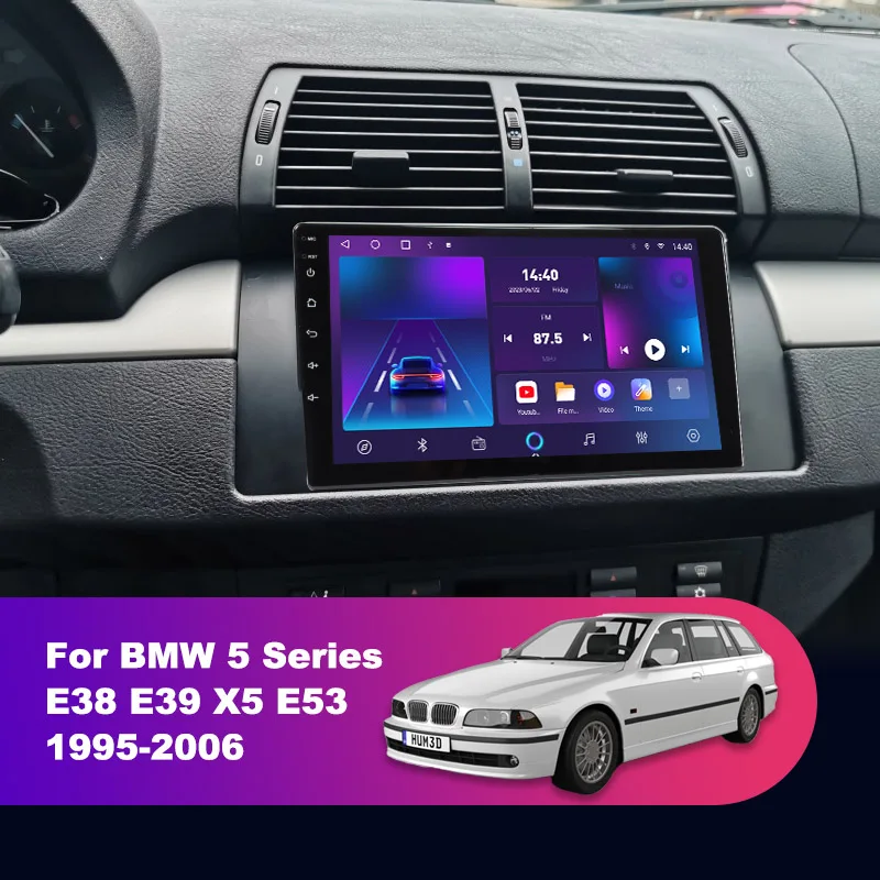 QSZN Автомагнитола Android 12 для BMW 5 серии E38 E39 X5 E53 1995-2006 Мультимедийный видеоплеер Навигация GPS 4G WiFi Аудио 0