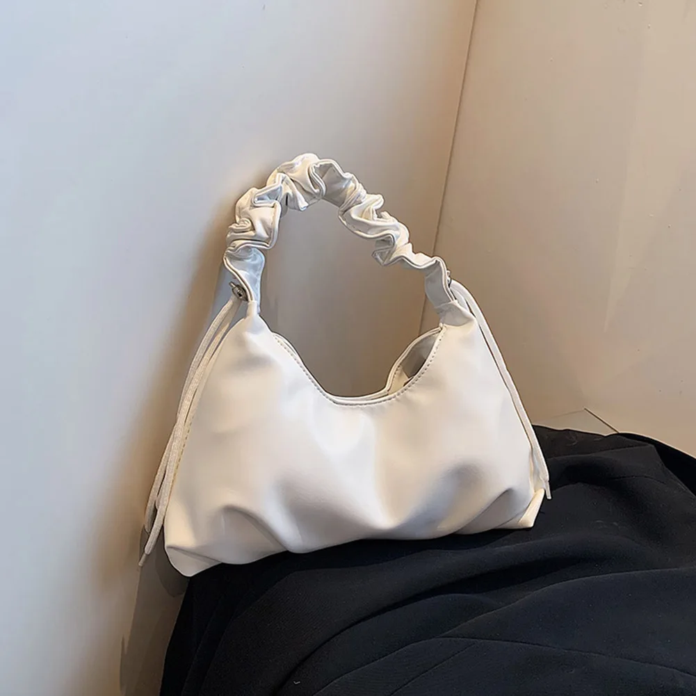 Женская сумочка-клатч, сумка из искусственной кожи с рюшами на шнурке, Регулируемый плечевой ремень, дорожная сумка-тоут, женская сумка-хобо на молнии 1