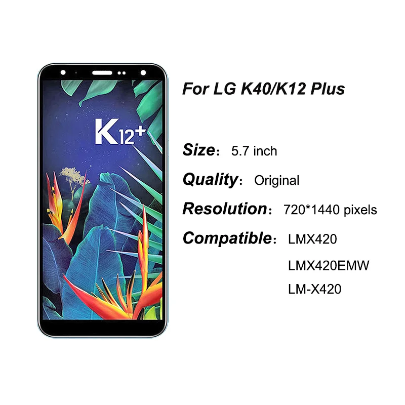 LCD X420 для LG K40 X420 Оригинальный ЖК-дисплей, сенсорный экран, дигитайзер с рамкой для LG K12 Plus, сменный экран 1