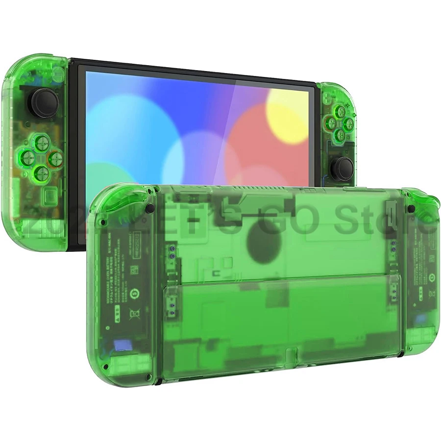Прозрачная зеленая Сменная задняя панель консоли своими руками + корпус Joycon + Полный набор красочных кнопок для Nintendo Switch OLED 0