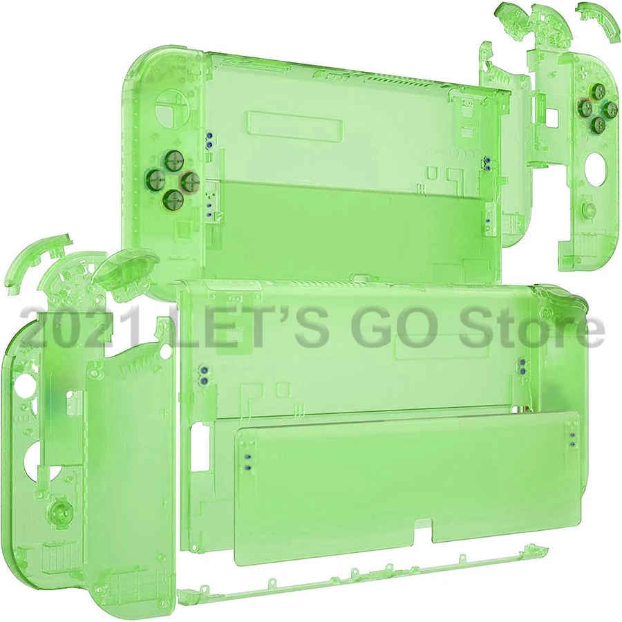 Прозрачная зеленая Сменная задняя панель консоли своими руками + корпус Joycon + Полный набор красочных кнопок для Nintendo Switch OLED 2