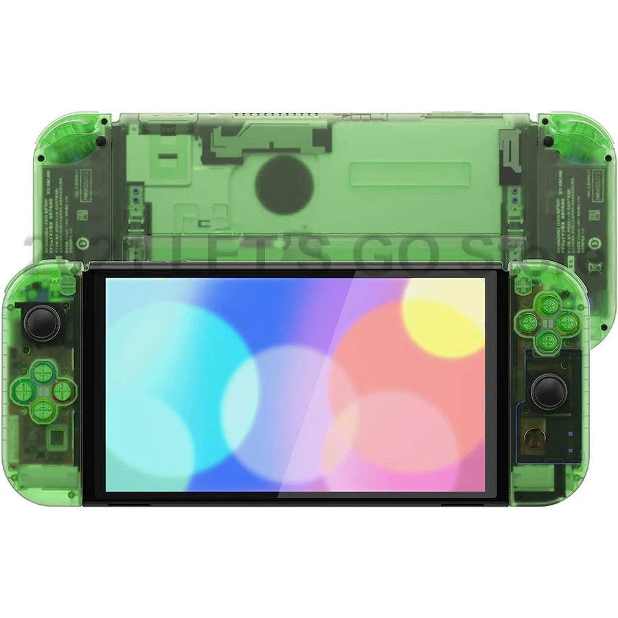Прозрачная зеленая Сменная задняя панель консоли своими руками + корпус Joycon + Полный набор красочных кнопок для Nintendo Switch OLED 3
