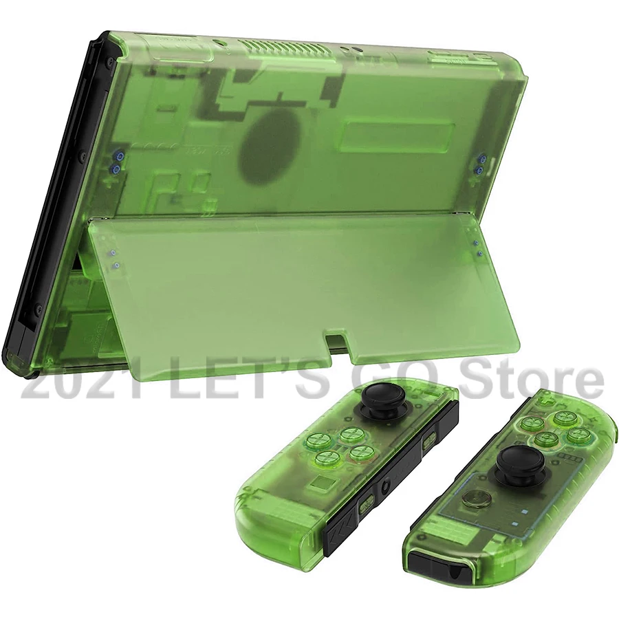 Прозрачная зеленая Сменная задняя панель консоли своими руками + корпус Joycon + Полный набор красочных кнопок для Nintendo Switch OLED 4