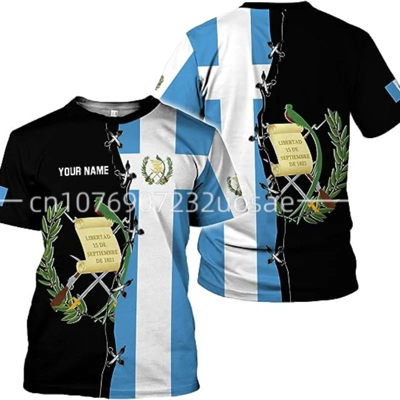 Новое пользовательское название Футболки с флагом Гватемалы, Летний повседневный пуловер, Мужские модные Свободные футболки, Топы с короткими рукавами для мальчиков Оверсайз 3