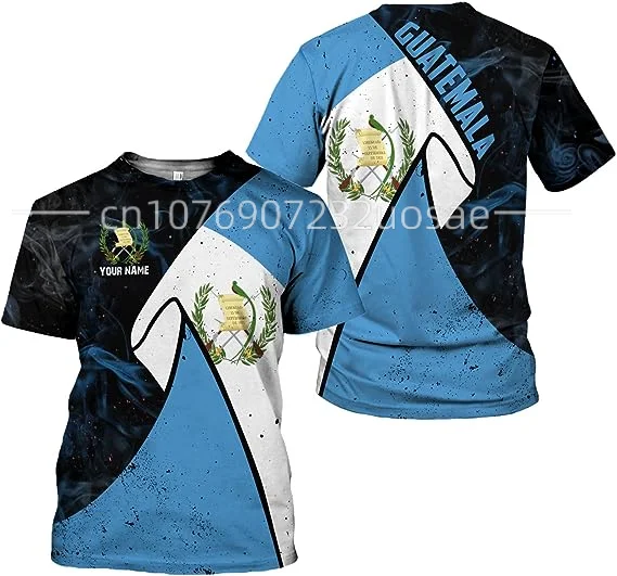 Новое пользовательское название Футболки с флагом Гватемалы, Летний повседневный пуловер, Мужские модные Свободные футболки, Топы с короткими рукавами для мальчиков Оверсайз 4
