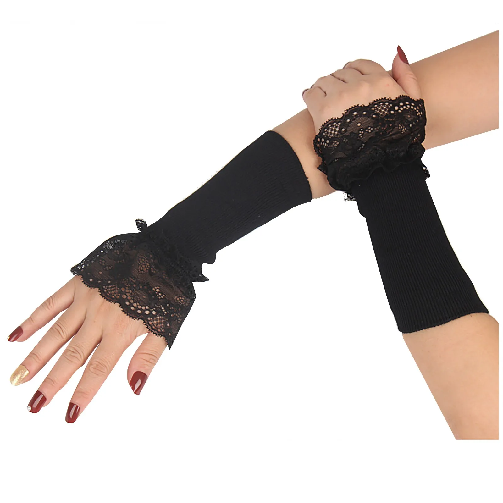 Портативный теплый комплект, Длина, вязаные Средние два женских рукава, рука, палец, половина рукава, Кружевные перчатки, перчатки, Варежки 0