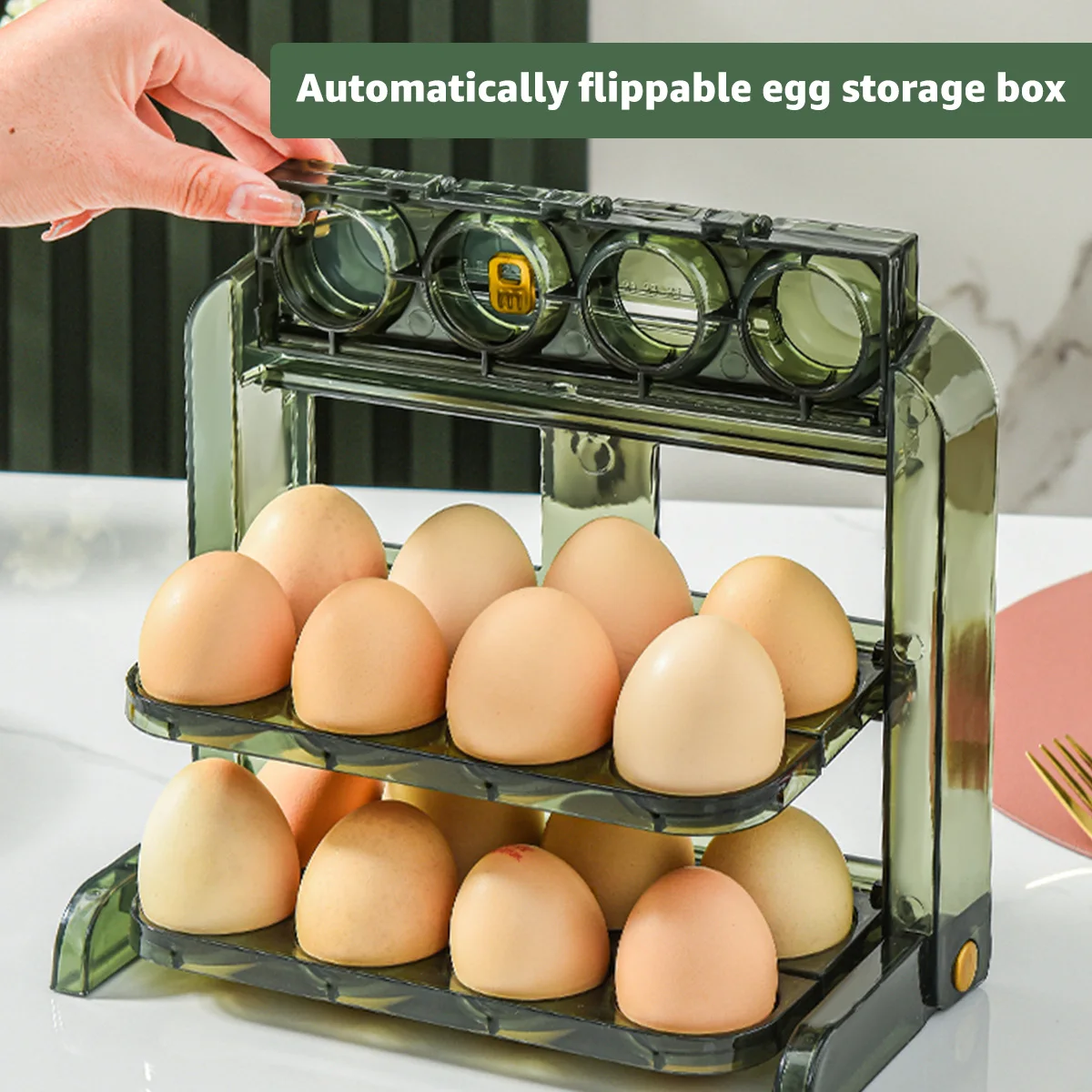 Откидной держатель для яиц для холодильника, 3-слойный, 24 сетки, откидной ящик для яиц, Складной контейнер для яиц большой емкости, многоразовое хранение яиц 4