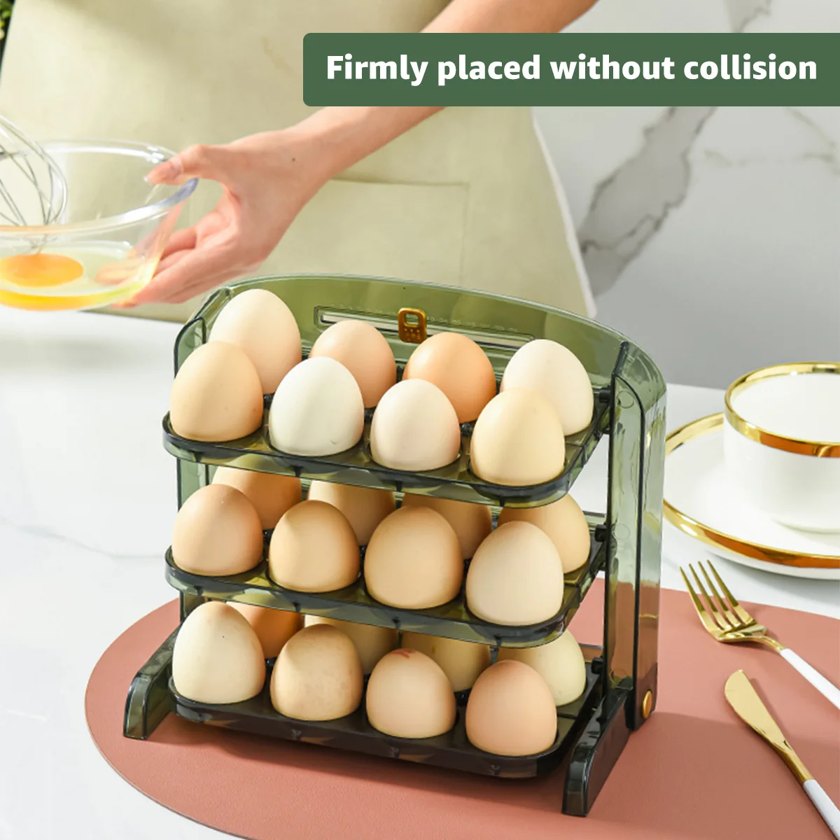 Откидной держатель для яиц для холодильника, 3-слойный, 24 сетки, откидной ящик для яиц, Складной контейнер для яиц большой емкости, многоразовое хранение яиц 5