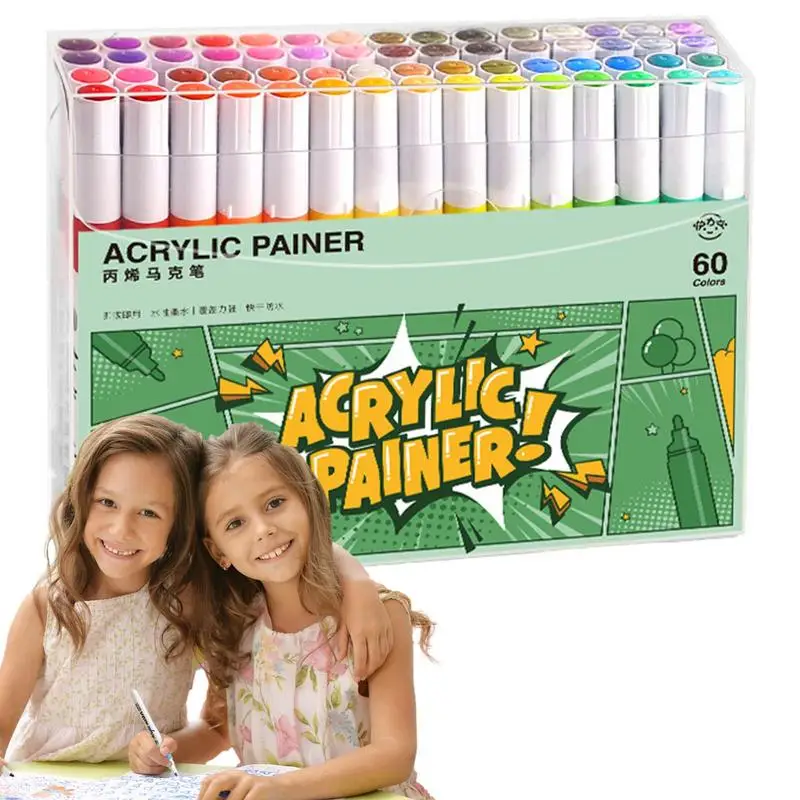 Акриловые фломастеры для детей, 60 цветов, художественные принадлежности для взрослых, ручки для рукоделия, ручки для наскальной живописи, одежда для ткани, краски 0