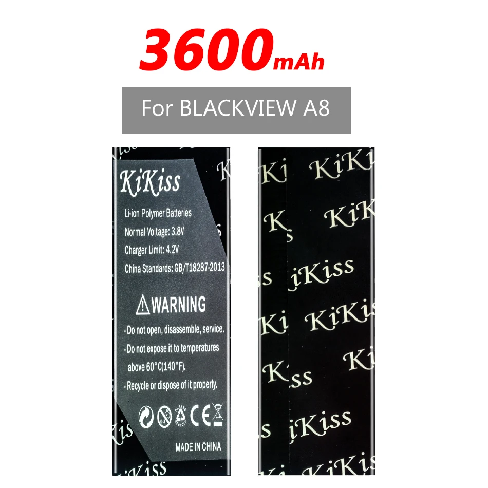 Аккумулятор KiKiss A8 для Blackview A8 Black View 3600 мАч для замены мобильного телефона большой емкости Bateria Литий-полимерный 3