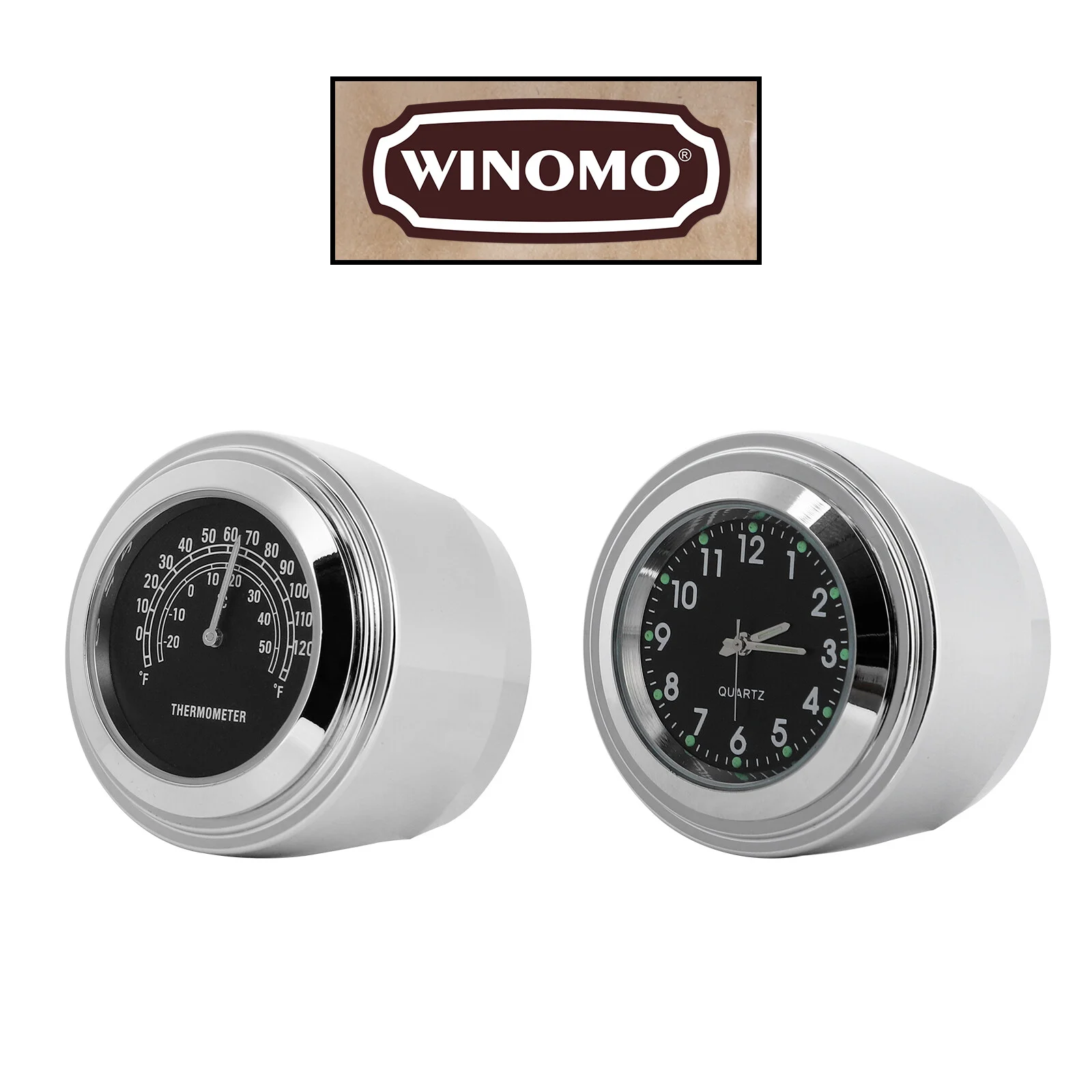 Часы WINOMO с циферблатом на руле мотоцикла 22-25 мм, совместимые с (черный) 1